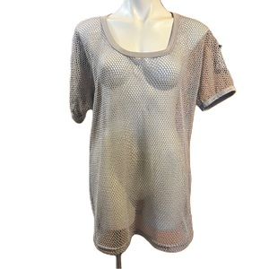 ELAN glittery silver/gray mesh bathing suit cover-up